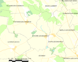 Mapa obce Chaume-lès-Baigneux