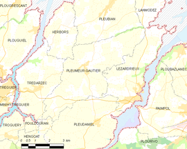Mapa obce Pleumeur-Gautier