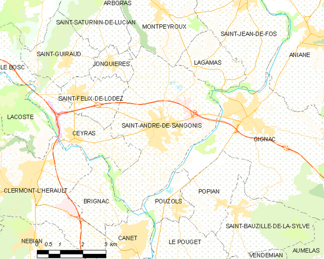 Poziția localității Saint-André-de-Sangonis