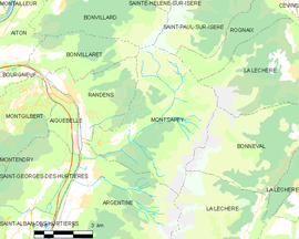 Mapa obce Montsapey