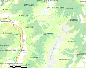 Poziția localității Montsapey