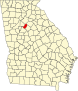 Harta statului Georgia indicând comitatul Rockdale