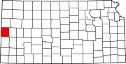 Map of Kansas highlighting Greeley County
