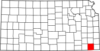 ラベット郡の位置を示したカンザス州の地図