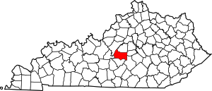 Mapa stanu Kentucky z zaznaczeniem hrabstwa Marion