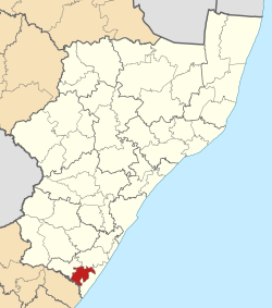 Kaart van Suid-Afrika wat Ezinqoleni/Ezingoleni in KwaZulu-Natal aandui