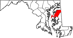 map of Maryland highlighting Queen Anne's County