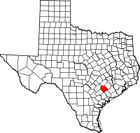 Map of Teksas highlighting Lavaca County