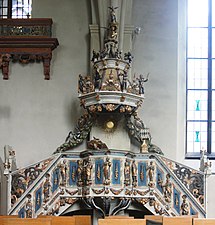 Mariestad Cathedral Pulpit.JPG