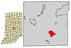 Posizione di Beech Grove nella contea di Marion, nell'Indiana.