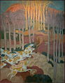 Maurice Denis : La légende de saint Hubert (3ème tableau, le bien-aller) (1896-1897, musée départemental Maurice Denis, Saint-Germain-en-Laye)