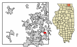 Location of Oakwood Hills in McHenry County, Illinois.
