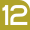 A golden-colored partial squircle. It has written inside the number twelve in white.