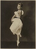 Moya Beaver dancing in costume with choker worn in productions of the Lightfoot-Burlakov First Australian Ballet , ca. 1935, (1) (16996668473).jpg