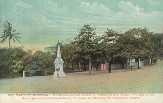 Mrs. Watsons Memorial at Cooktown, circa 1906 Mrs. Watsons Memorial at Cooktown, circa 1906.tif