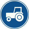 F11: Verplichtgebruik passeerbaan of passeerstrook (rijbaan of -strook om ingehaald te kunnen worden), uitsluitend bestemd voor landbouw- en bosbouwtrekkers, motorrijtuigen met beperkte snelheid en mobiele machines.