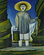 Niko Pirosmani. Fisherman among Rocks. Oil on oilcloth. The Tretyakov Gallery, Moscow, Russia.jpg