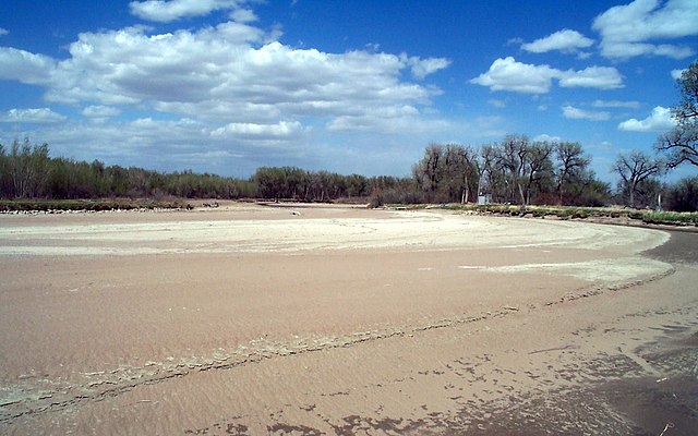 Dry stream channel on the North Platte River in Goshen County, Wyoming during May 2002 drought conditions