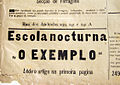 O Exemplo, dezembro de 1902. Anúncio da escola noturna.