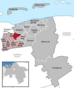 Läget för kommunen Ochtersum i Landkreis Wittmund