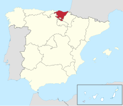 Location of the Basque Country community in the Iberian Peninsula