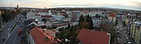 Čeština: Panoramatický pohled z bývalé kavárny Perla na JZ. Českých Budějovicích. English: Paniramic view from Perla building in České Budějovice, South Bohemian Region, Czechia.