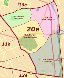 מפת הרובע העשרים של פריז