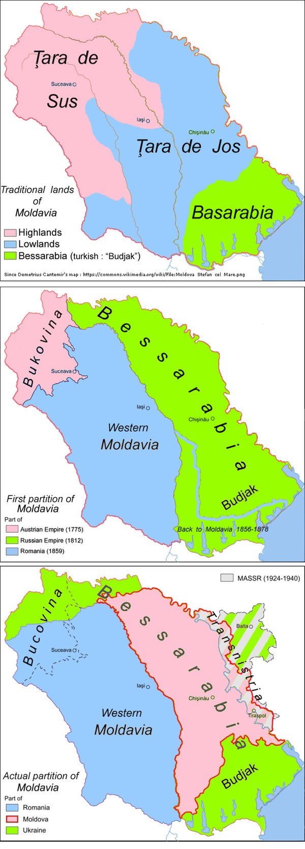 Bukovina within the historical region of Moldavia over the passing of time.