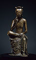 Pensive Bodhisattva Maitreya, Silla, late 6th or early 7th century. Gilt bronze, h. 93.5 cm. National Treasure no. 83. National Museum of Korea.