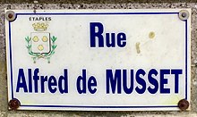 Fénykép egy utcatábláról, amelyet Étaples városában készítettek - Rue Alfred-de-Musset.jpg