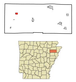 Location in Poinsett County and the state of Arkansas
