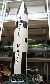 A British UGM-27 Polaris missile at the Imperial War Museum in London PolarisMissileIWMLondon.jpg