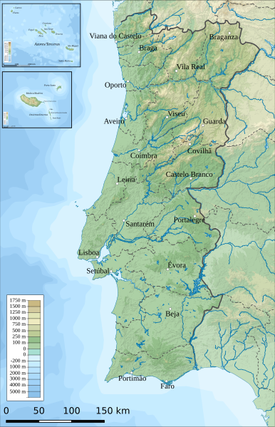 Portugal Physical Map - Full size