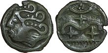 Coins minted by the Durocasses. Potin aux croisettes, coiffure aux globules frappe par les Durocasses.jpg