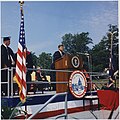 President addresses American University Commencement, receives honorary degree. President Kennedy at Podium... - NARA - 194263.jpg