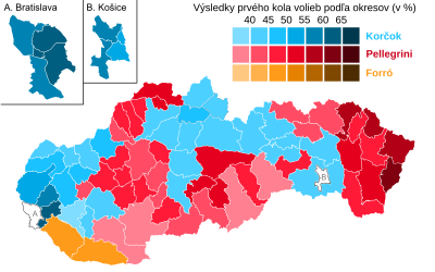A legtöbb szavazatot kapott jelölt járásonként (első forduló)