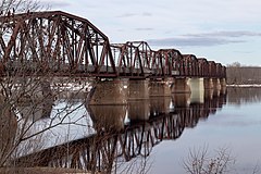 Former railway bridge upstream from the Princess Margaret Bridge Princess Margaret Bridge 2018.jpg