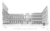 Elevation of the former church of San Geminiano and the extensions of the Procuratie on either side, demolished 1807 (print from Quadri-Moretti 1831)