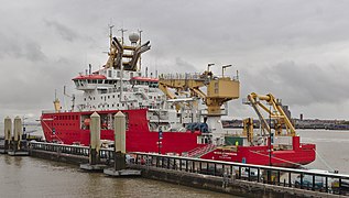 RRS Sir David Attenborough at Liverpool Cruise Terminal - rear view