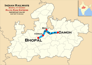 Rajya Rani Express (Bhopal-Damoh) route map Rajya Rani Express (Bhopal - Damoh) Route map.png