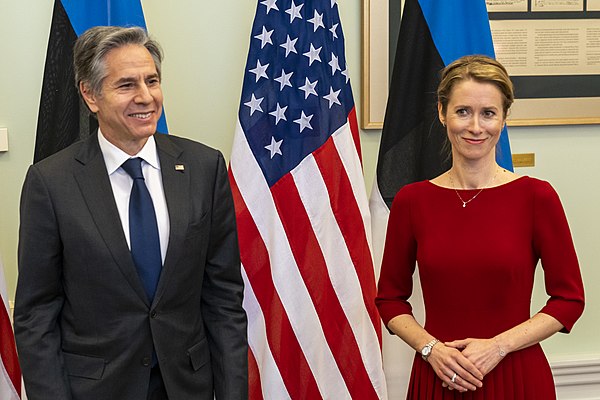 Kallas met with U.S. secretary of state Antony Blinken in Tallinn, 2022.