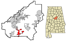 Shelby County Alabama Incorporated and Unincorporated areas Calera Highlighted.svg
