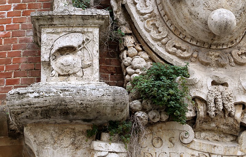 File:Siena, fortezza di santa barbara, bastione est, con stemma mediceo con mascheroni tra due eroi di francesco camilliani, 1563 circa 06 tartarufga di festina lente.jpg