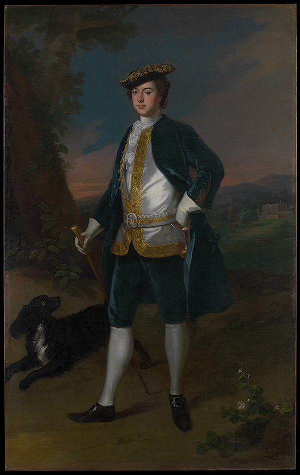 Sir James Dashwood, 1737 portrait by Enoch Seeman the Younger, from 1737 but with Dashwood's house in the background