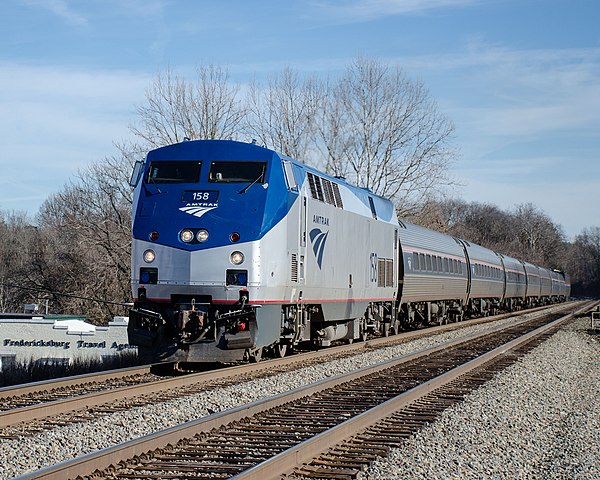 The southbound Palmetto at Fredericksburg station in 2018