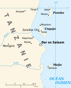 Le canal de Pemba se situe entre l'île de Pemba (nord) et le continent africain.