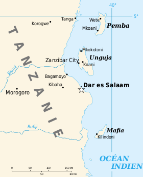 Carte de l'archipel de Zanzibar.
