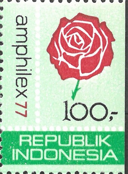 File:Stamp of Indonesia - 1977 - Colnect 838049 - Amphilex 77 International Stamp Exhibition - Green rose.jpeg