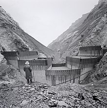 Staumauer Limmern im Bau, Oktober 1960