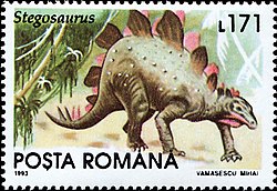 Stegosaurus na markici Rumunije